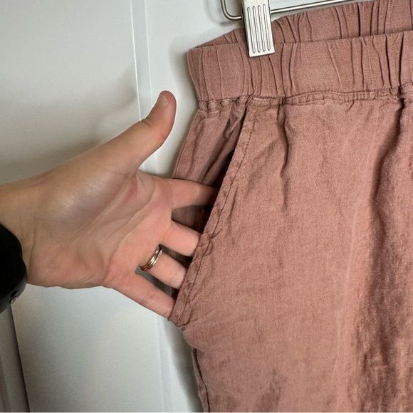 Parachute 100% Linen Pink Drawstring Straight Leg Lounge Pants Size Medium - Picture 6 of 7